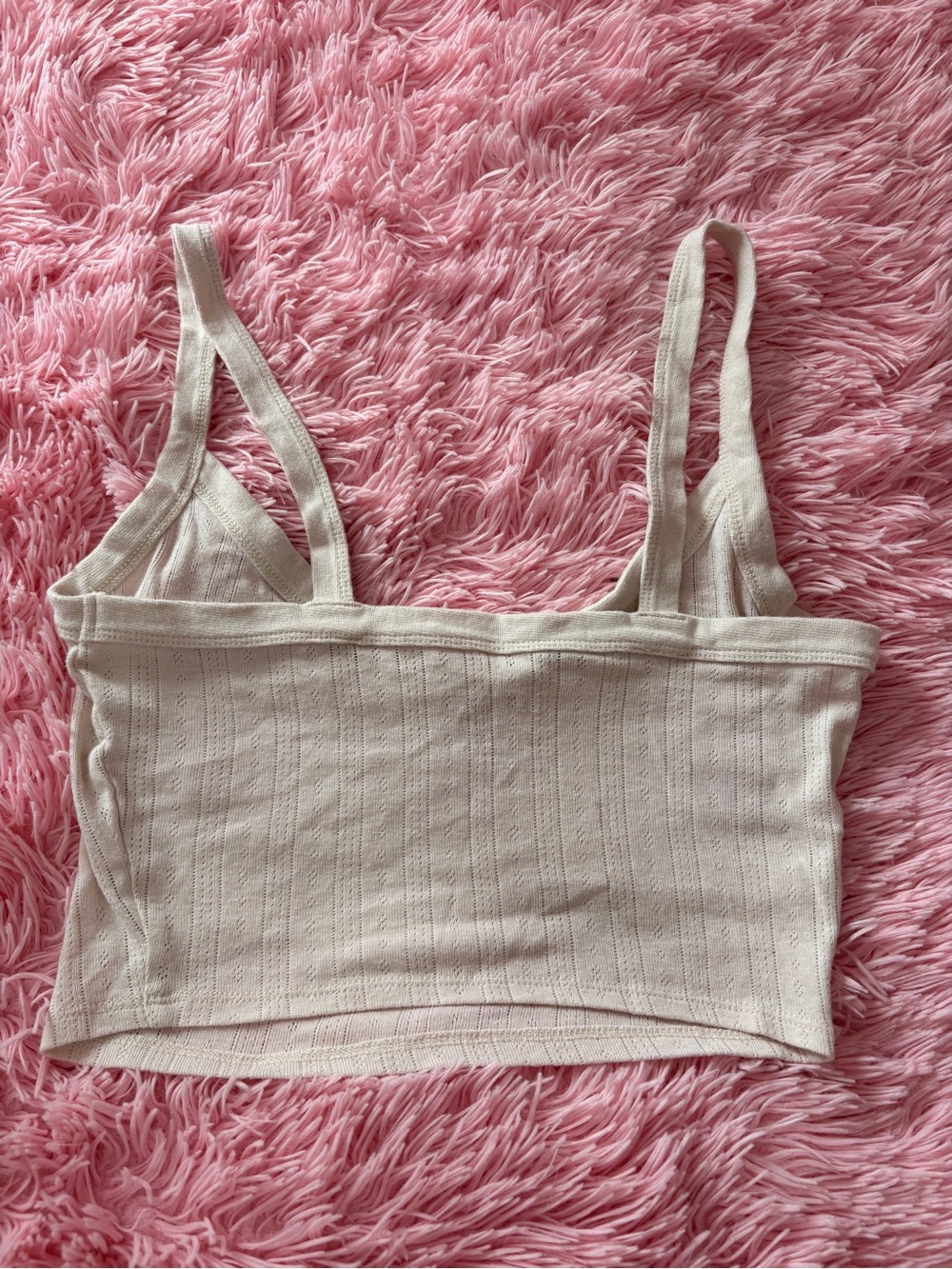 Cream Ribbed Cropped Cami Top - Picture 2 of 3